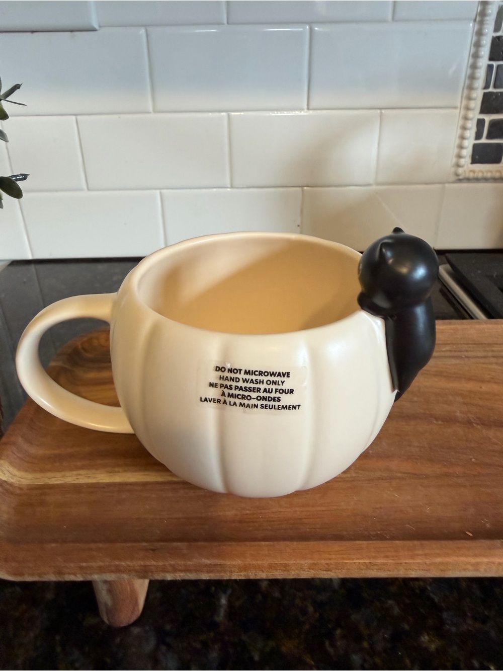 Starbucks Cream Pumpkin Mug with Black Cat Handle Accent - Picture 4 of 4